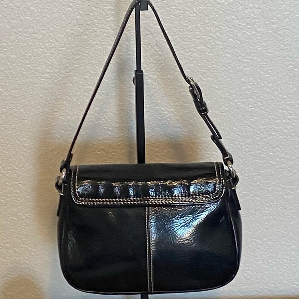 Coach Black Patent Leather Small Hand Shoulder Bag Twist Lock - Picture 3 of 7
